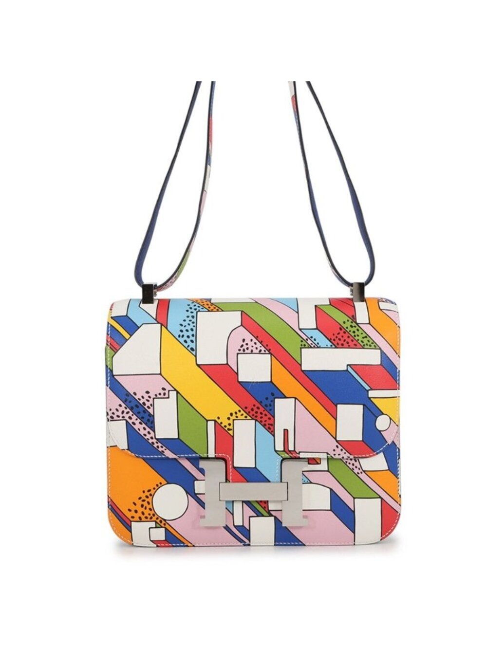 Hermes Shoulder Bag Constance 3 24 on Summer Day Multicolor Silver Swift